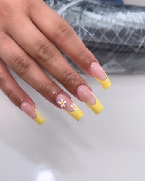 Neat Yellow French Tip Nail On Female