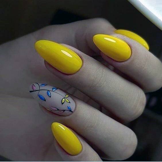 Neat Yellow Summer Nail On Female