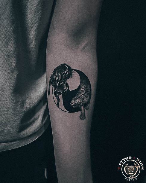 Neat Yin Yang Tattoo On Female