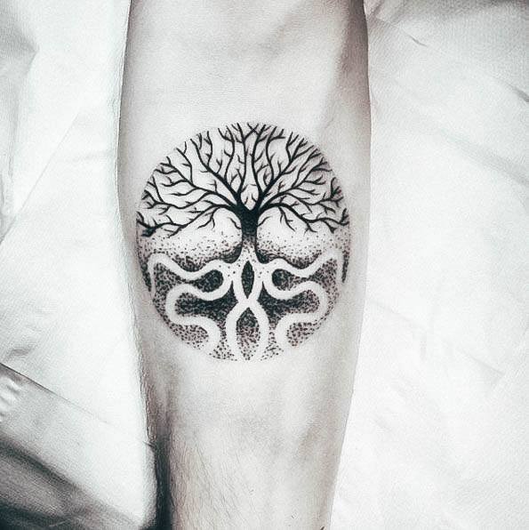 Negative Space Girly Tree Of Life Tattoo Ideas