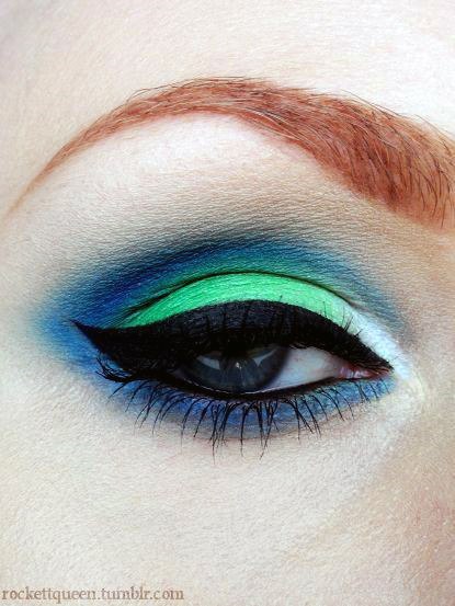 Neon Green And Blue Eyeshadow Women