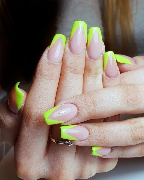 Neon Tipped Square Nails