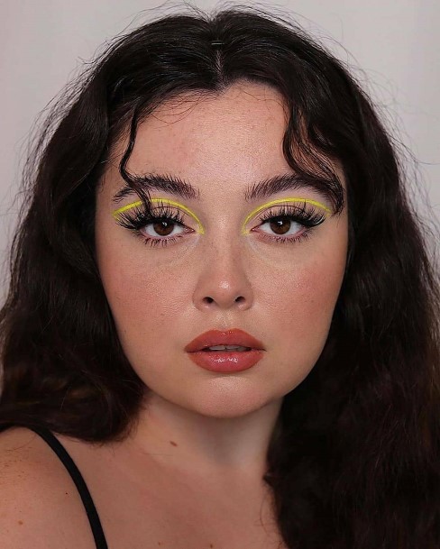 Neon Yellow Lined Makeup For Women