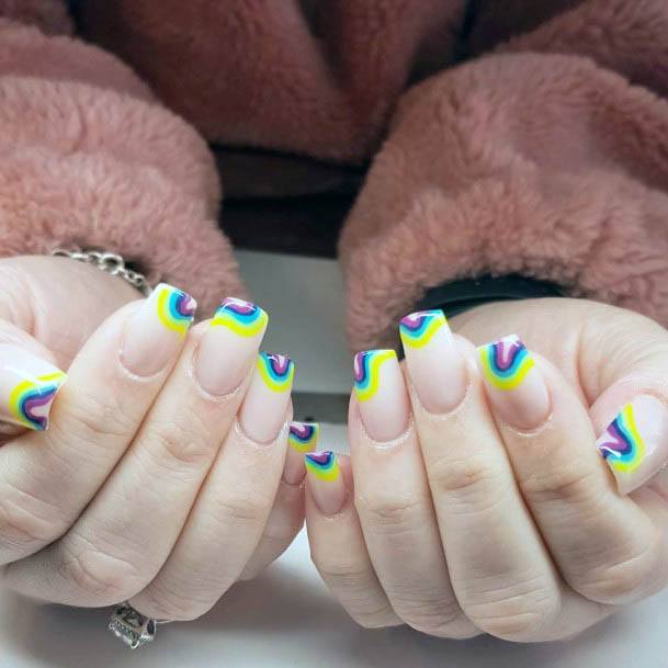 Neon Yellow Tipped Nails Women