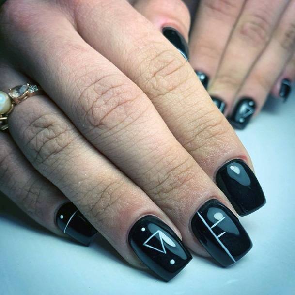 Nerd Black Square Nails