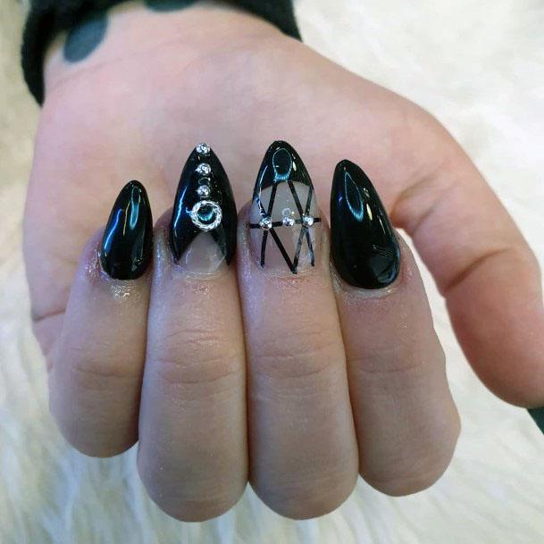 Net Silver Black Art Work On Nails Women