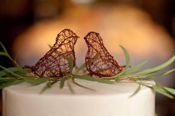 Netted Birds Rustic Wedding Cake Toppers Art