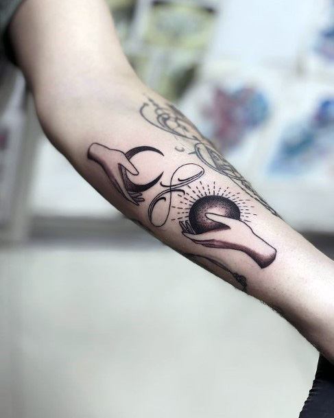 New Moon And Sun Infinity Tattoo Women