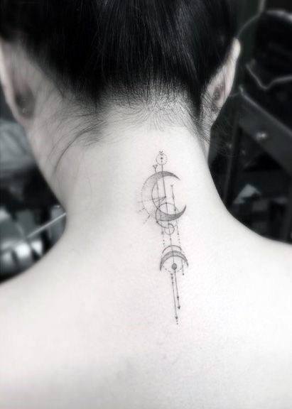 New Moon Art Womens Neck Tattoo