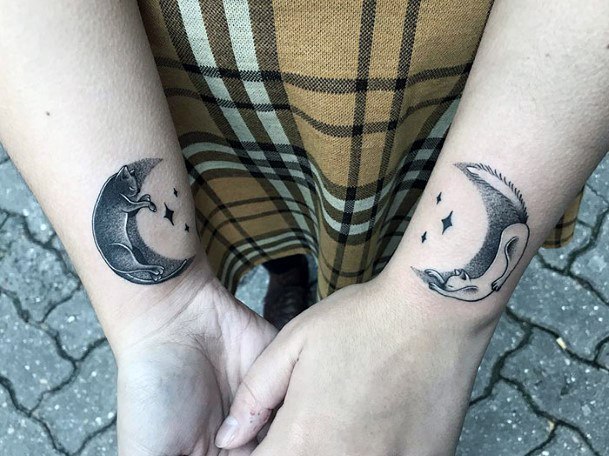 New Moon Cat Tattoo For Women