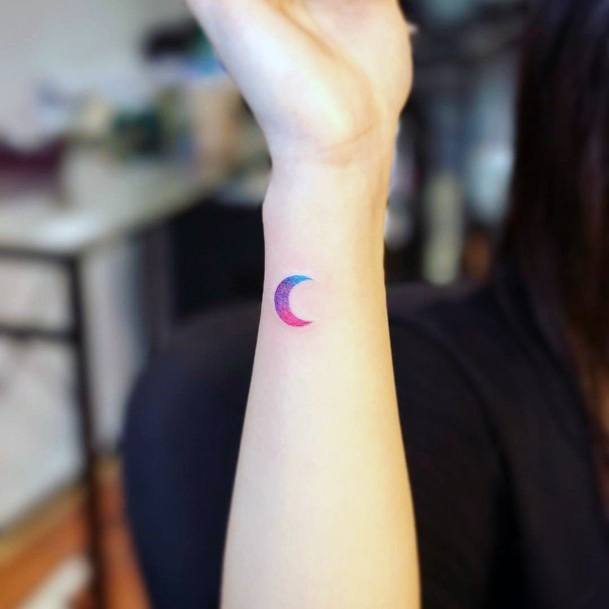 New Moon Colored Cute Tattoo Women