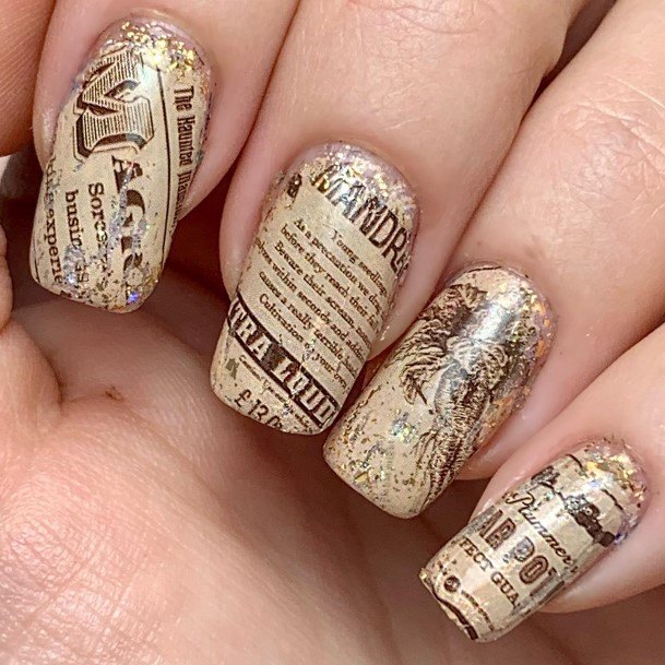 Newspaper Nail Feminine Designs