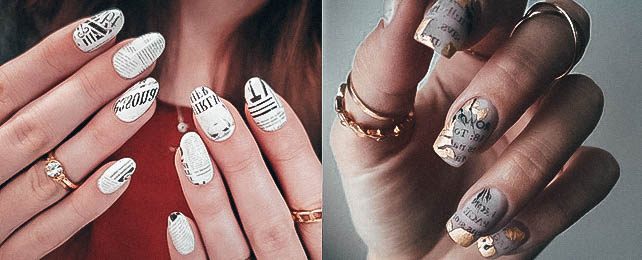 Top 100 Best Newspaper Nails For Women – Printed Fingernail Ideas