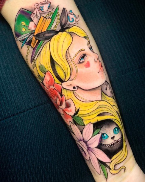 Nice Alice In Wonderland Tattoos For Women