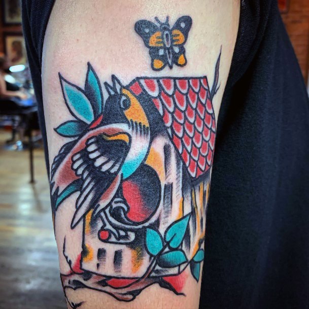 Nice Birdhouse Tattoos For Women