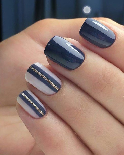 Nice Blue And Gold Nails For Women