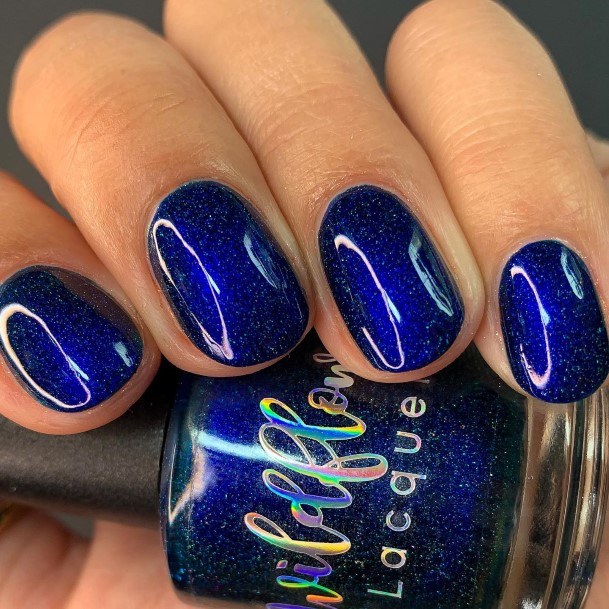 Nice Blue Glitter Nails For Women