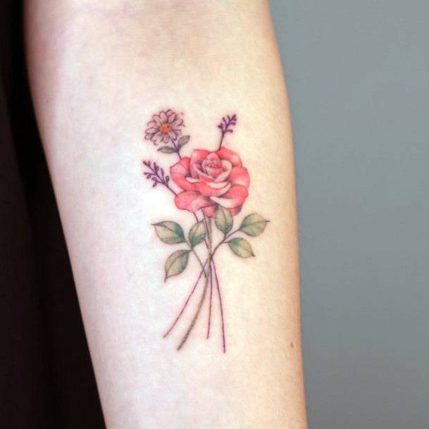 Nice Bouquet Tattoos For Women