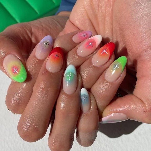 Nice Bright Ombre Nails For Women