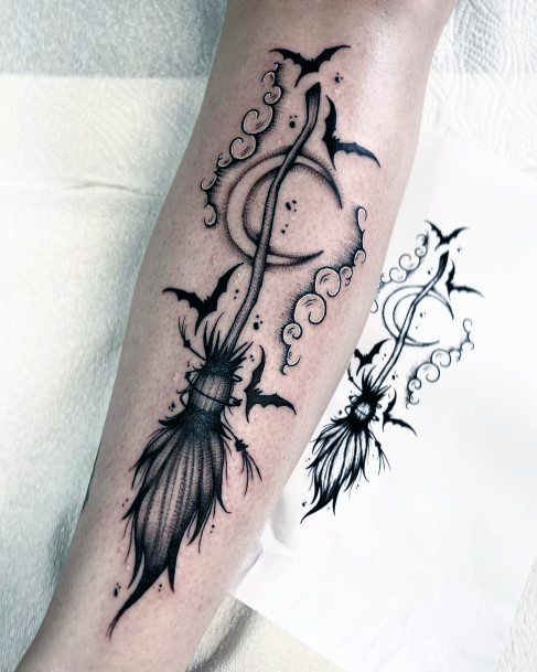 Nice Broomstick Tattoos For Women