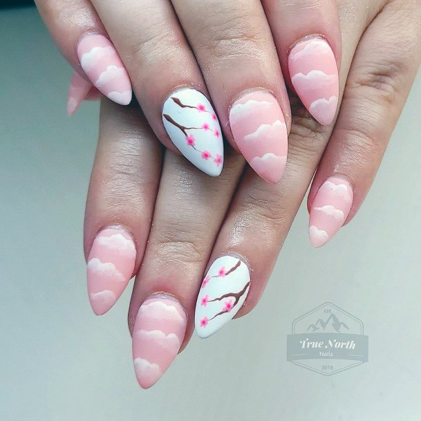 Nice Cherry Blossom Sakura Nails For Women