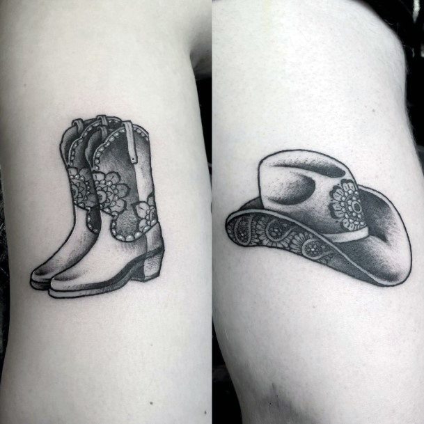 Nice Cowboy Boot Tattoos For Women