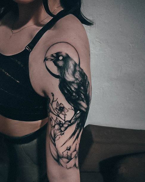 Nice Crow Tattoos For Women
