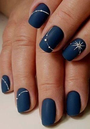 Nice Dark Blue Matte Nails For Women