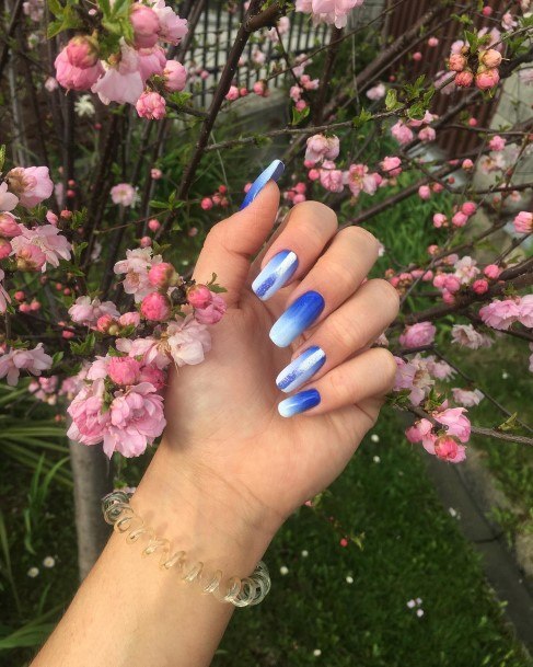 Nice Dark Blue Ombre Nails For Women