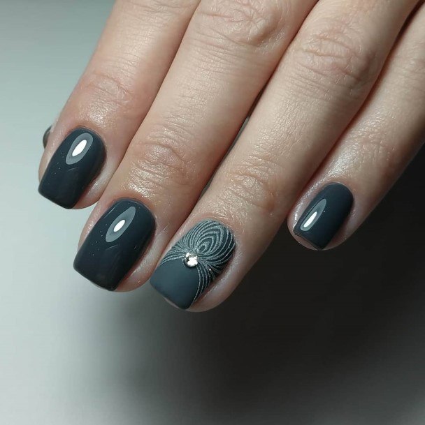 Nice Dark Grey Nails For Women