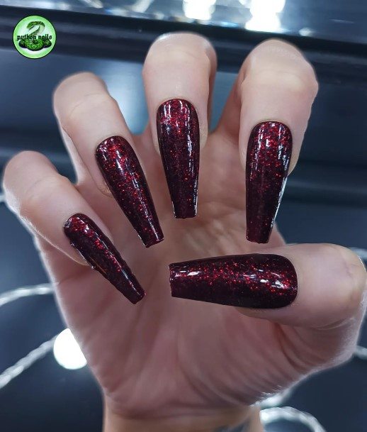 Nice Deep Red Nails For Women