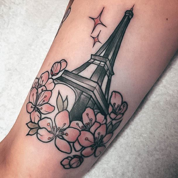 Nice Eiffel Tower Tattoos For Women