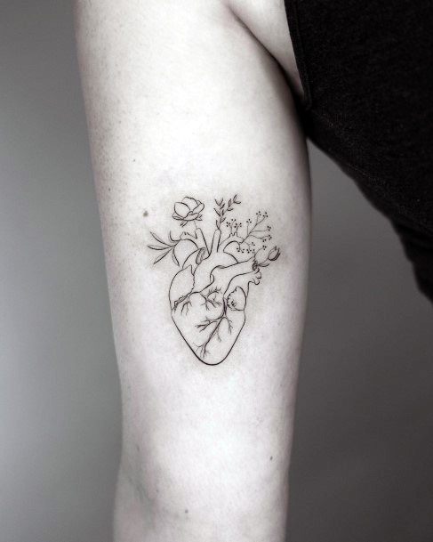 Nice Flower Heart Tattoos For Women