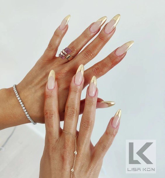 Nice Gold French Tip Nails For Women