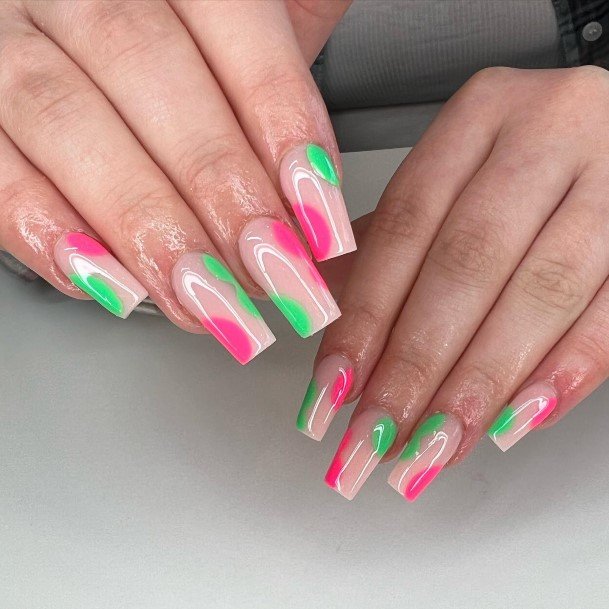 Nice Green And Pink Nails For Women