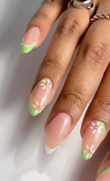 Nice Green French Tip Nails For Women