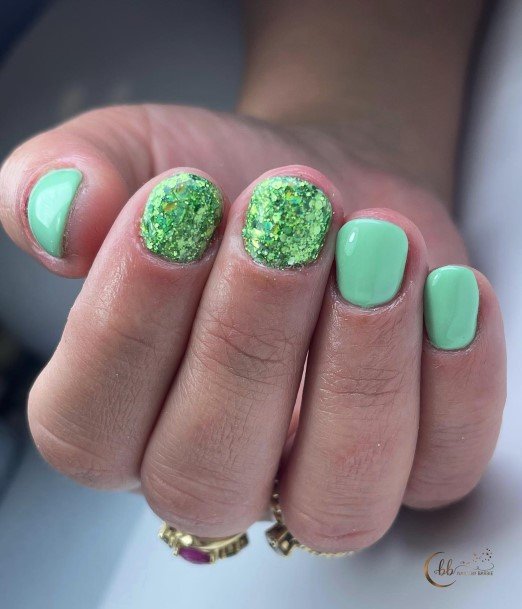 Nice Green Glitter Nails For Women