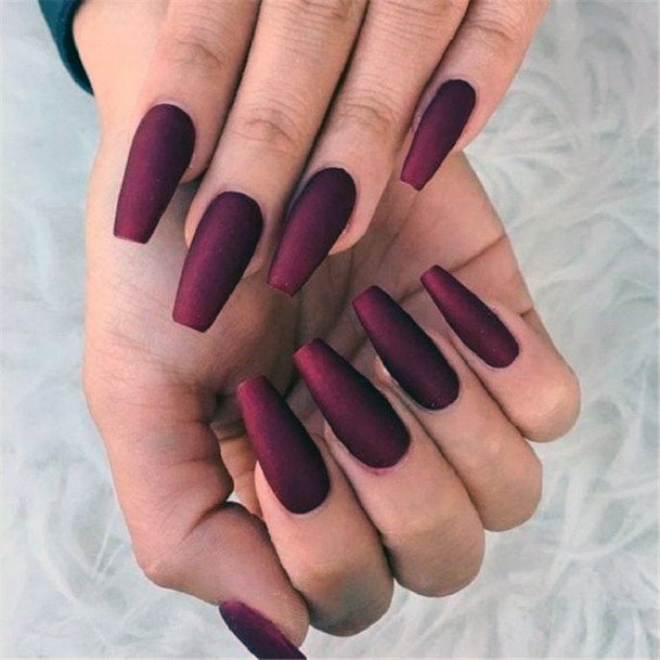 Nice Matte Maroon Nails For Women