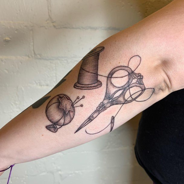 Nice Needle And Thread Tattoos For Women