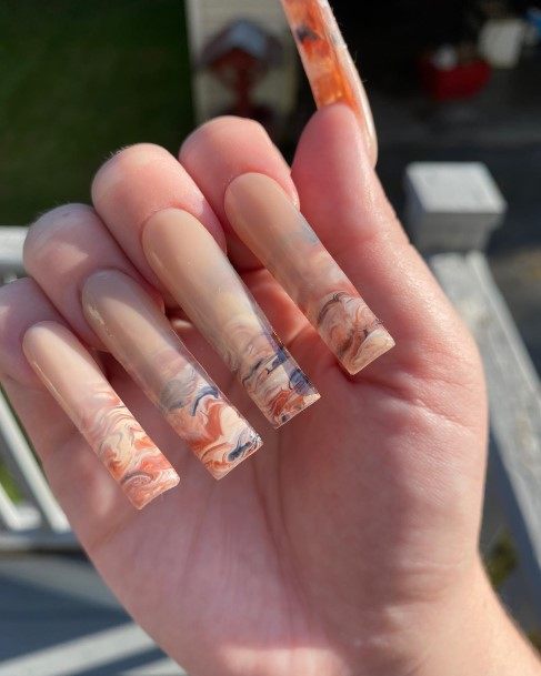 Nice Nude Marble Nails For Women