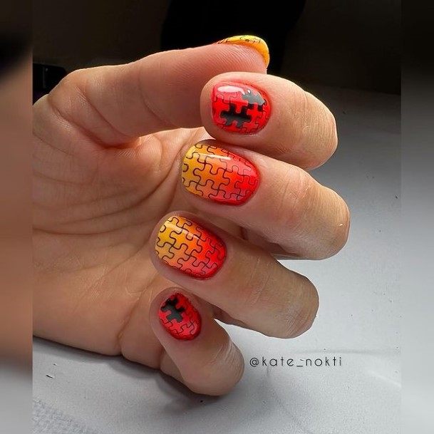 Nice Orange Ombre Nails For Women