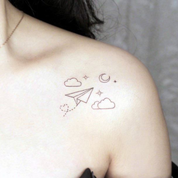 Nice Paper Airplane Tattoos For Women