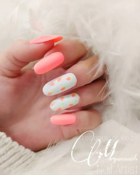 Nice Peach And Pink Nails For Women