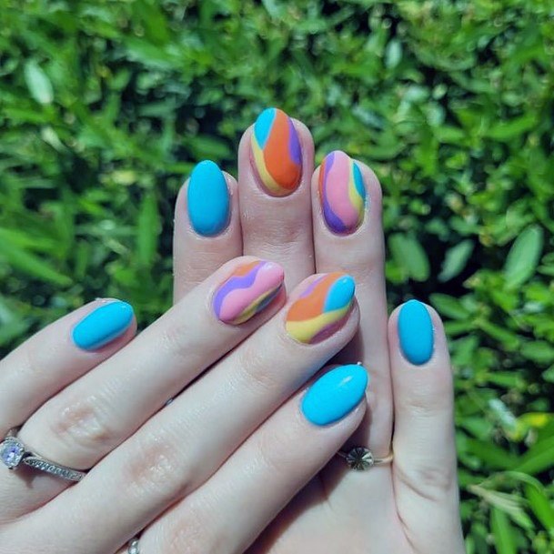 Nice Pink And Blue Nails For Women