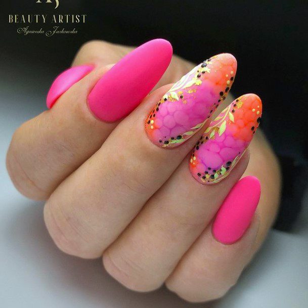 Nice Pink And Orange Nails For Women