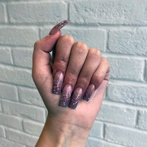 Nice Pink Ombre With Glitter Nails For Women