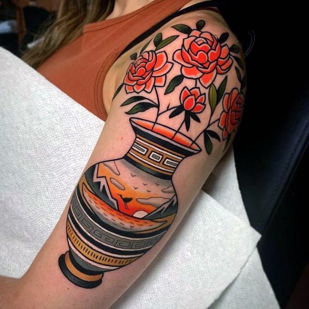 Nice Pottery Tattoos For Women