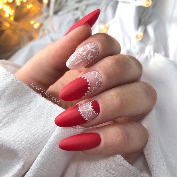 Nice Red And Nude Nails For Women