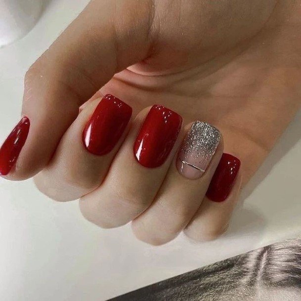Nice Red And Silver Nails For Women