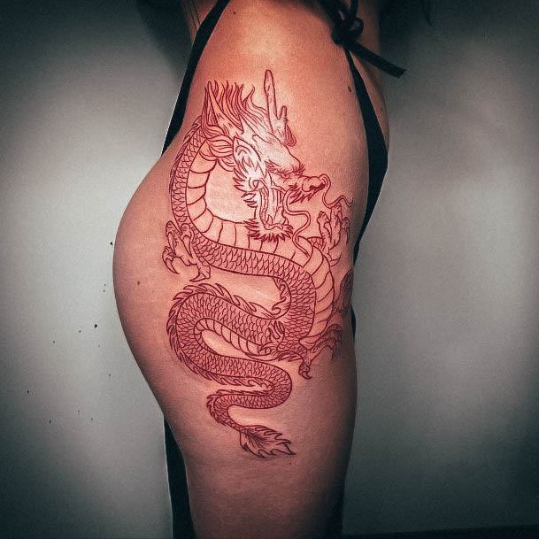 Nice Red Dragon Tattoos For Women